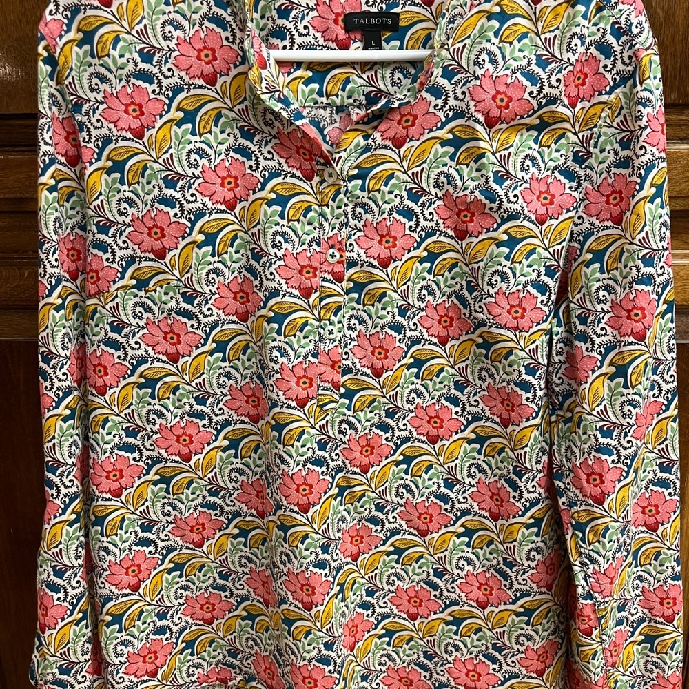 Talbots Pink and Yellow Floral Tunic